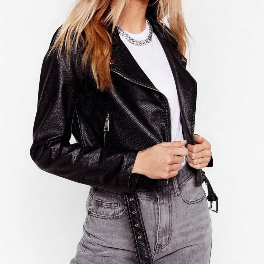 Faux Leather Crop Jacket